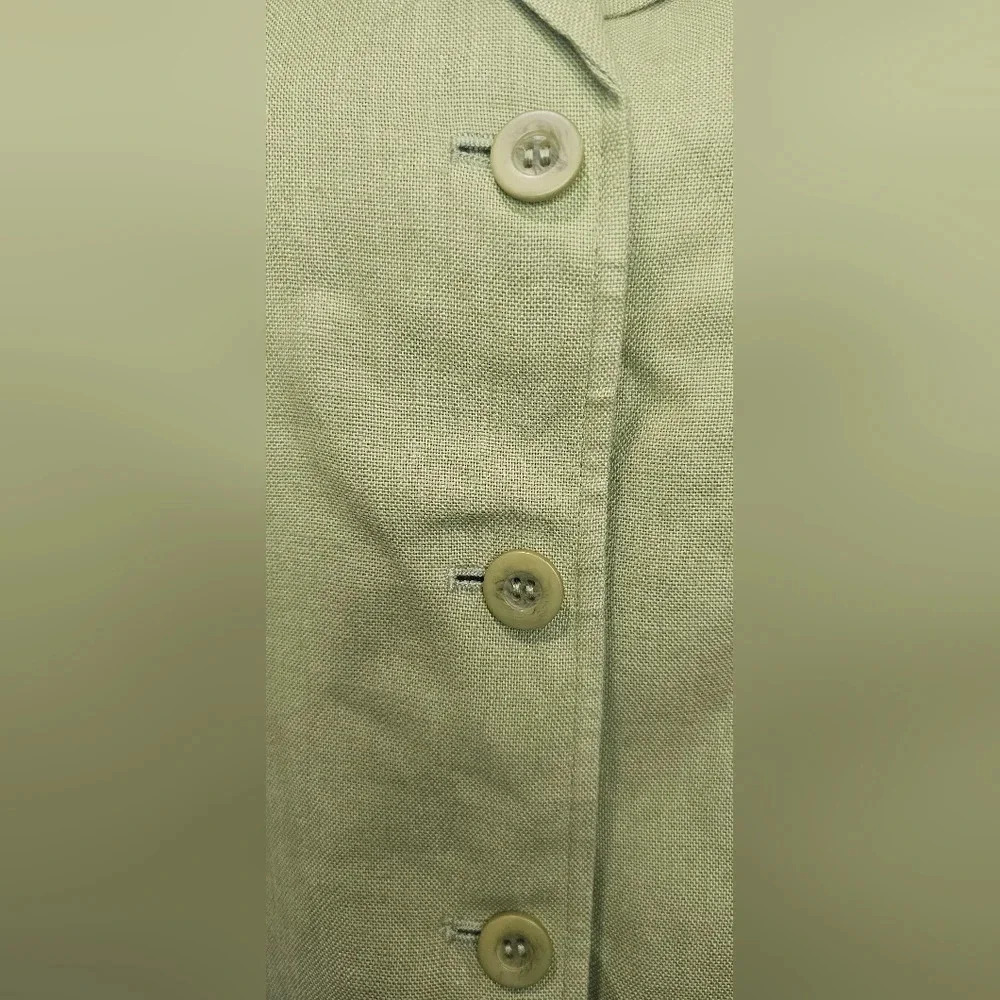 Talbots Womens Blazer Jacket Irish Linen Button Green Spring Summer Size 4 - Picture 6 of 14